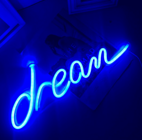 Led Creative Lighting Pendant Uppercase And Lowercase Dream Acrylic Backboard Neon Light (Color: Blue)