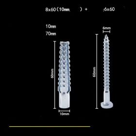 Expansion Tube Christmas Tree Barbed Serrated Metal Expansion Screws (Option: 10mm8x60mmTubes xScrews 6x60)