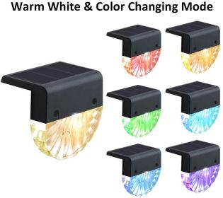 LED Acrylic Shell Solar RGB Color Warm White Stair Light Outdoor Garden Courtyard (Option: Black-8PCS)