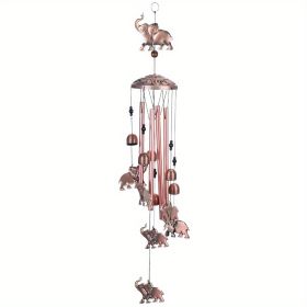 1pc Vintage Metal Butterfly Turtle Iron Owl Animal Wind Chime Home Courtyard Living Room Decoration Copper Outdoor Hanging Ornament (Style: Elephant)