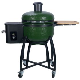 24 "Ceramic Pellet Grill with 19.6" diameter Gridiron Double Ceramic Liner 4-in-1 Smoked Roasted BBQ Pan-roasted for Outdoors Patio (Color: as Pic)