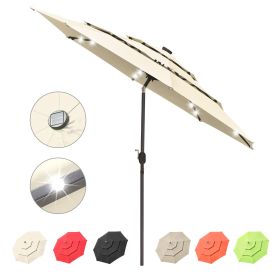 10Ft 3-Tiers 32LEDS Patio Umbrella Beige (Warehouse: LA01)