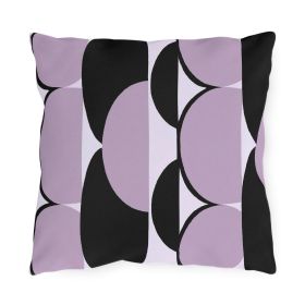 Decorative Outdoor Pillows With Zipper - Set Of 2, Geometric Lavender And Black Pattern (Sizes: 16" × 16")