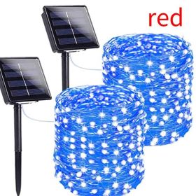 Outdoor Rain-proof Solar Copper Wire Lamp (Option: Red-32meters 300lamp)